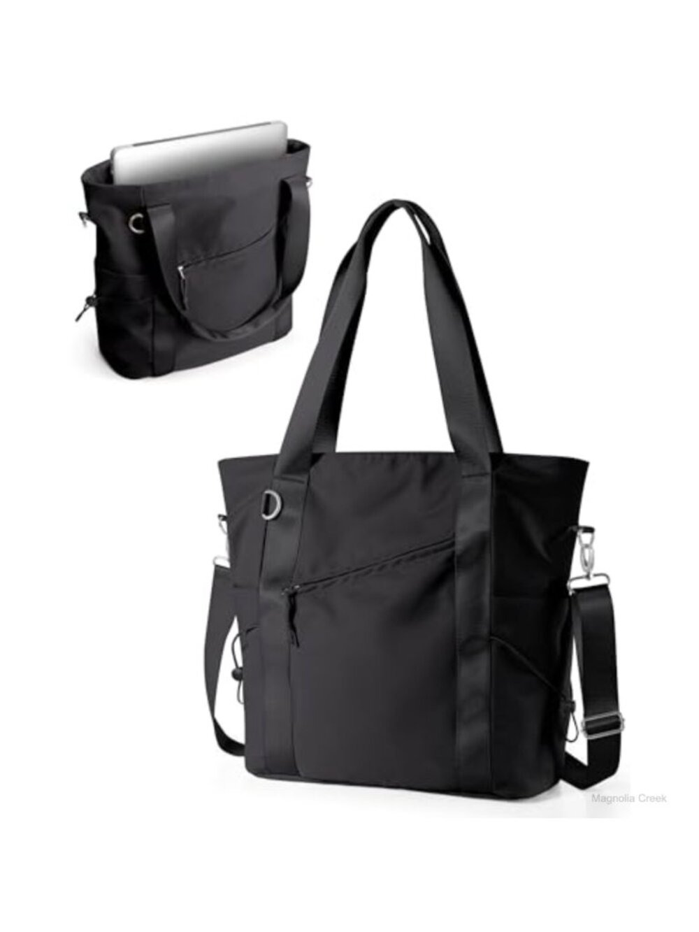 Lightweight Water Repellent Travel Tote with Laptop Sleeve & Crossbody Strap